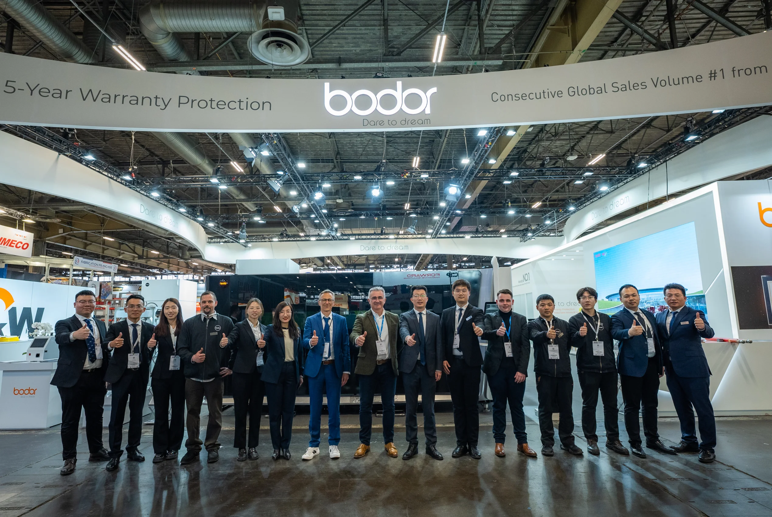 Bodor team in front of the Global Industrie booth